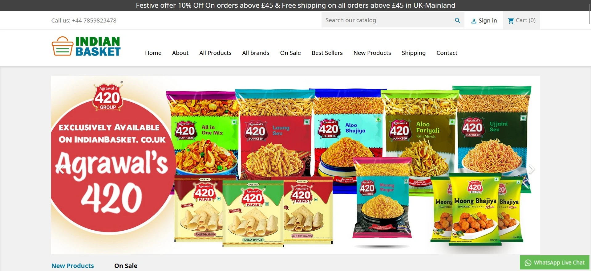 IndianBasket Prestashop store by Lets Webify Pune - ecommerce website development for a London based importer of Indian packaged food products